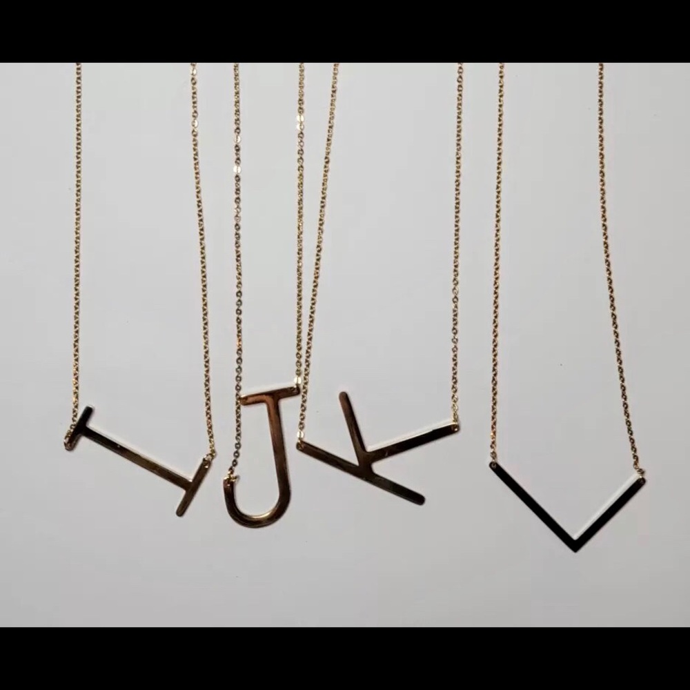 Gold Initial Pendant Necklace Letters A-Z - Picture 6 of 8